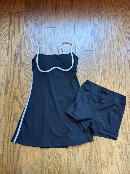 ALO Yoga Dresses & Skirts - ALO Yoga Black Mini Dress with White Trim